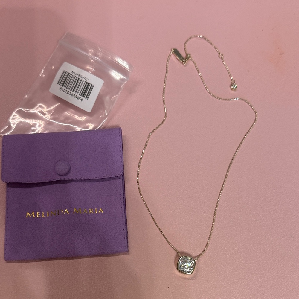 Melinda Maria Gold Necklace with Sparkling Silver Pendant